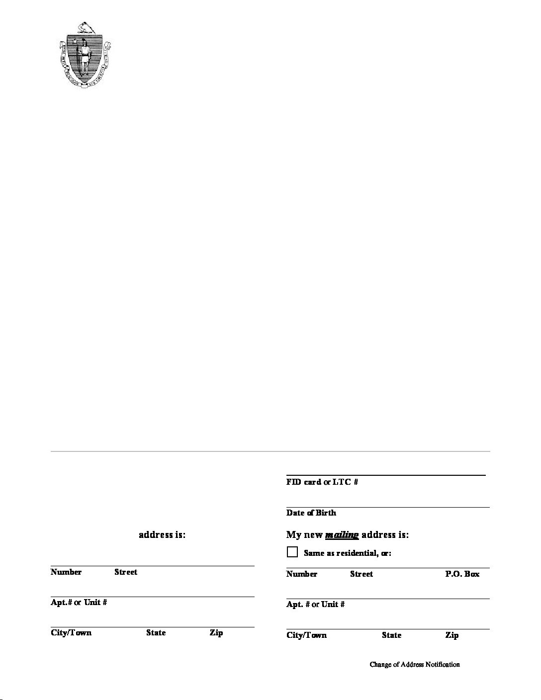 Firearms license change of address form Peabody Police Department